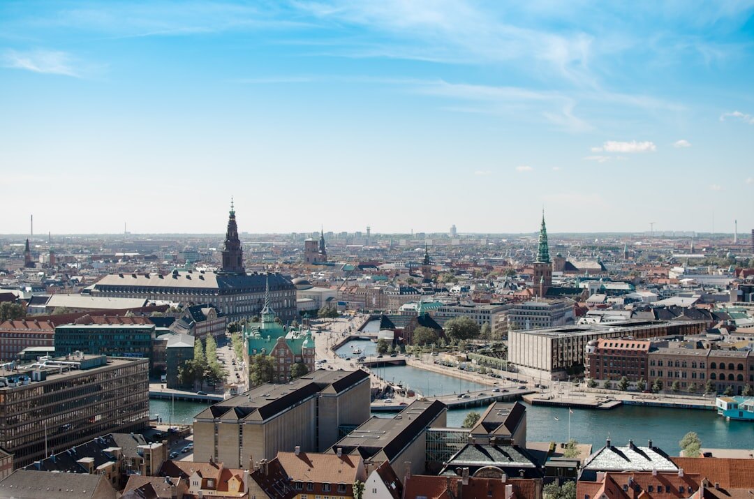 Copenhagen city skyline with modern office buildings